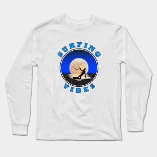 Surfing Vibes - Moon - kite surfer Long Sleeve T-Shirt